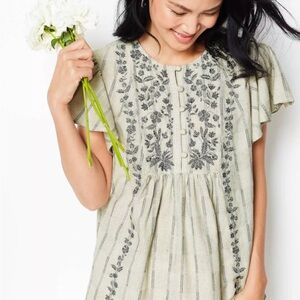 J. Jill Embroidered Flutter Sleeve Top, Size Small Petite